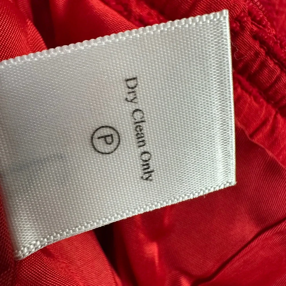 Coldwater Creek Women's Red Jacket Textured Sparkle‎ Leaf Jaquard Ruffle Trim L